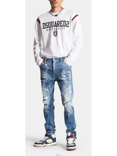 Paint Stretch Cotton Jeans Blue - DSQUARED2 - BALAAN 2