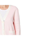 Milano Stitch V Neck Cardigan Pink - THOM BROWNE - BALAAN 5