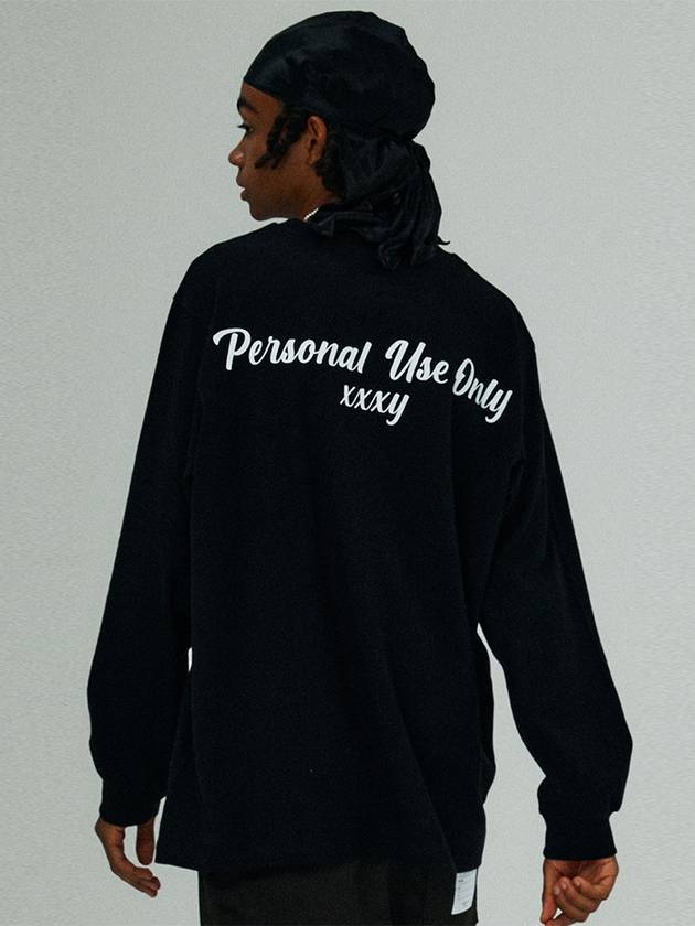 Unisex Overfit Personality Printing Long Sleeve T-Shirt Black - LMN3011 - BALAAN 2