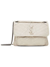 Nikki Baby Crinkled Leather Chain Shoulder Bag Blanc Vintage - SAINT LAURENT - BALAAN 1