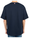 Cotton Oversized Pocket Short Sleeve T-Shirt Navy - THOM BROWNE - BALAAN 5