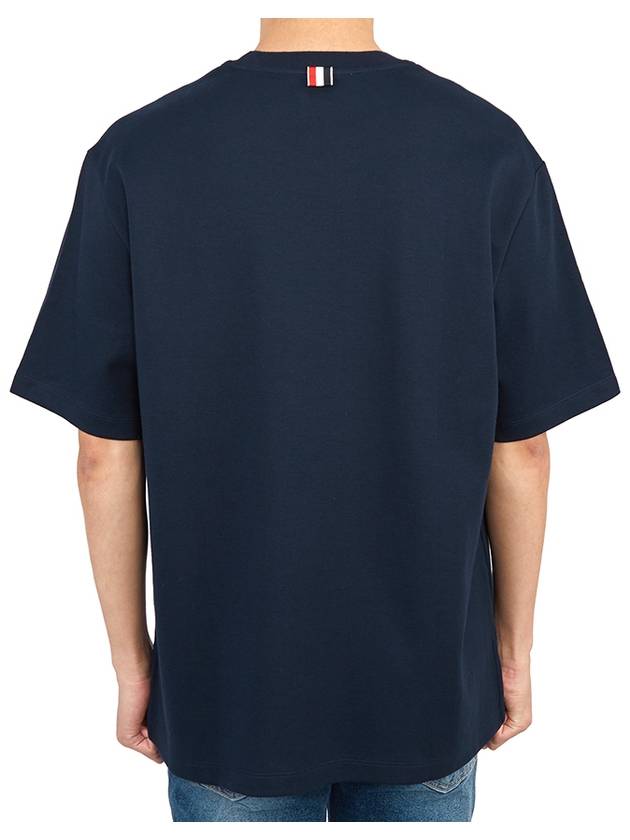 Cotton Oversized Pocket Short Sleeve T-Shirt Navy - THOM BROWNE - BALAAN 5