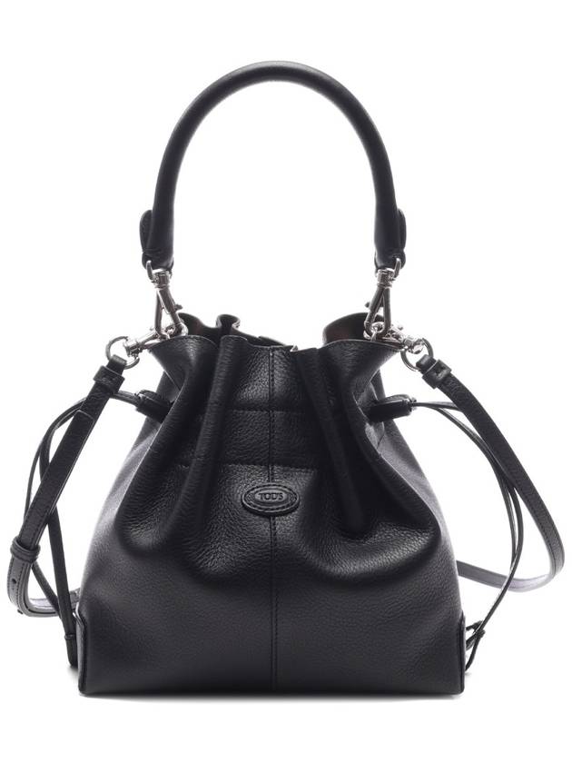 Di Mini Drawstring Leather Bucket Bag Black - TOD'S - BALAAN 3