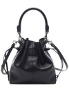 Di Mini Drawstring Leather Bucket Bag Black - TOD'S - BALAAN 2