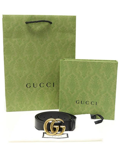 Black leather gold plated double G buckle GG Marmont men s belt 85 414516 - GUCCI - BALAAN 2