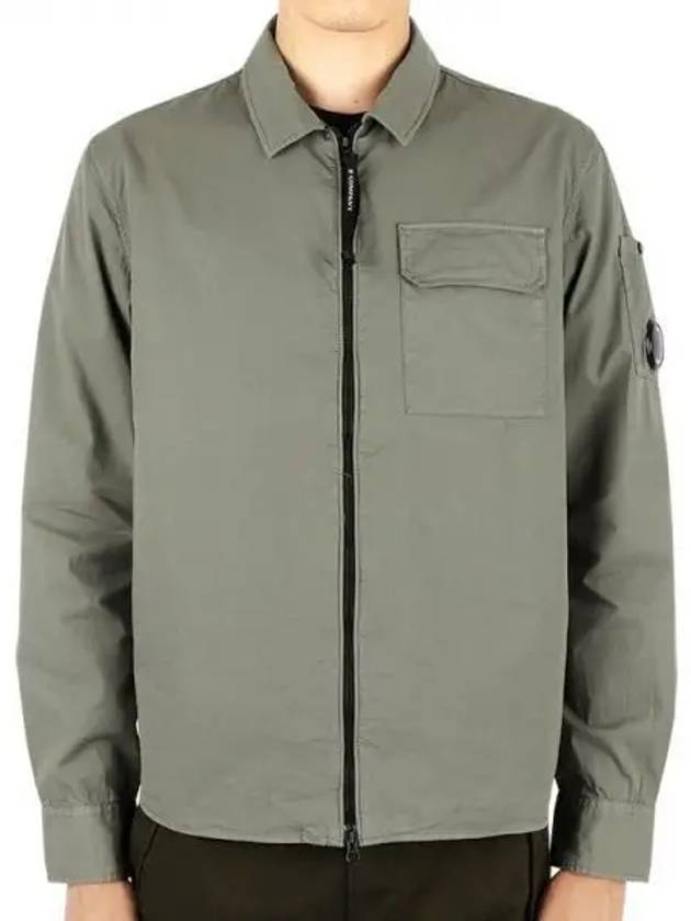 Gabardine Zip Up Long Sleeve Shirt Green - CP COMPANY - BALAAN 2