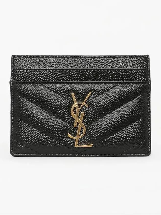 Gold Hardware Matelasse Caviar Leather Card Wallet Black - SAINT LAURENT - BALAAN 4