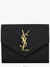 Matelasse Monogram Quilting Flap Half Wallet Black - SAINT LAURENT - BALAAN 2