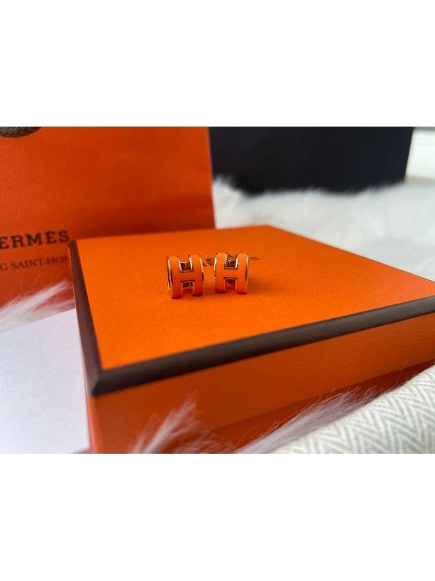 Mini Pop H Earrings Gold Orange Soie - HERMES - BALAAN 7