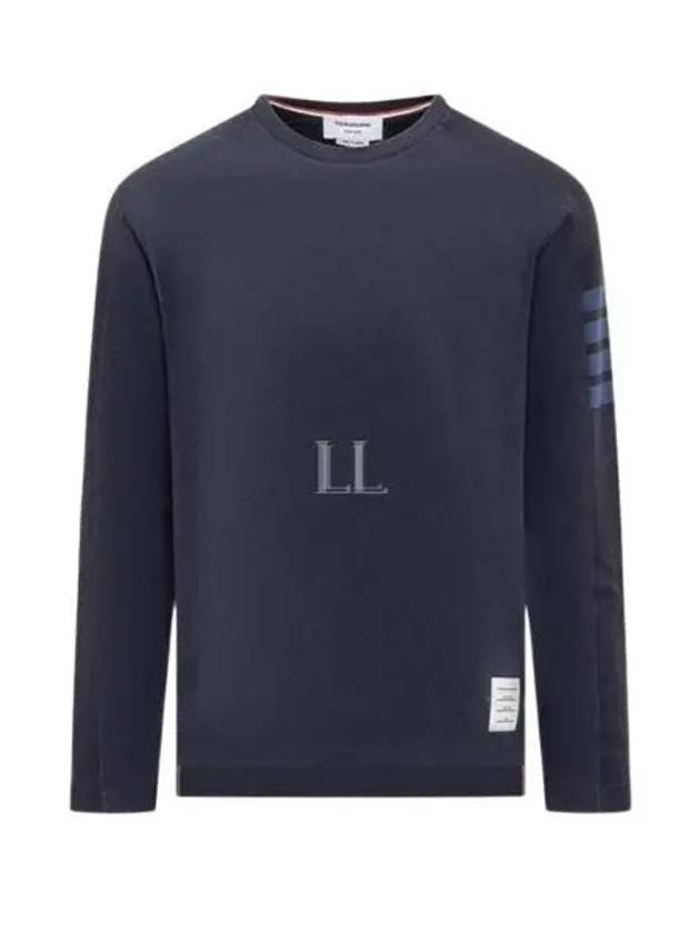 4 Bar Crewneck Cotton Long Sleeve T-Shirt Navy - THOM BROWNE - BALAAN 2