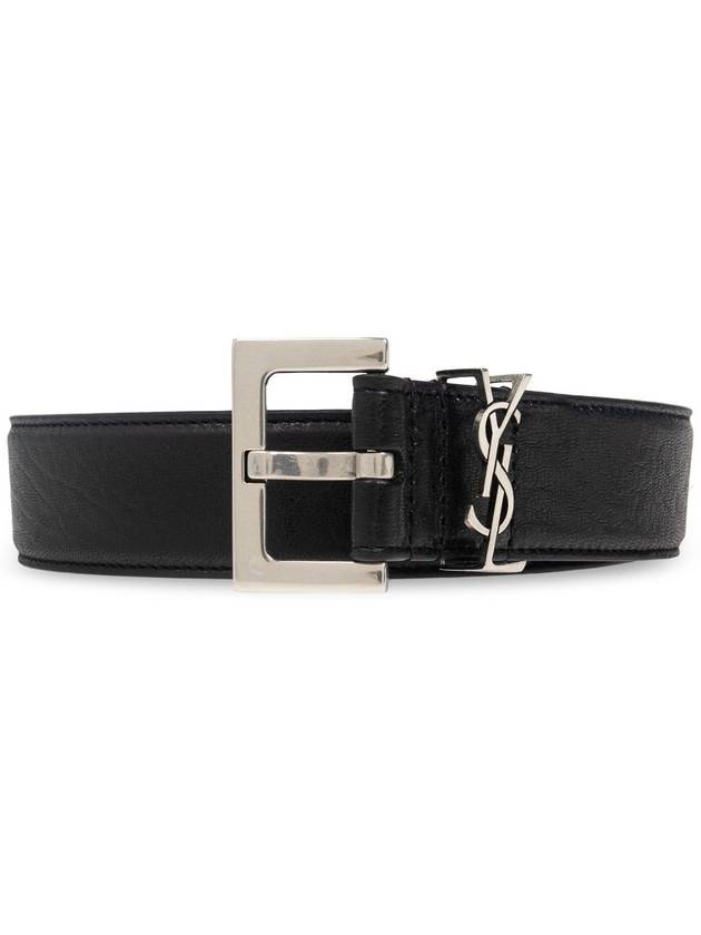 Cassandre Lambskin Leather Belt Black - SAINT LAURENT - BALAAN 2