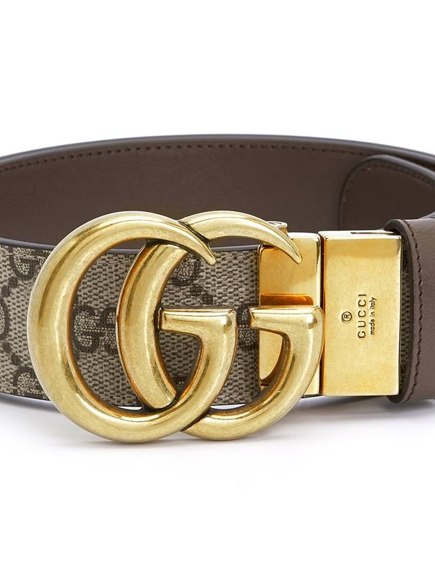 GG Marmont Reversible Leather Belt Beige Brown - GUCCI - BALAAN 9