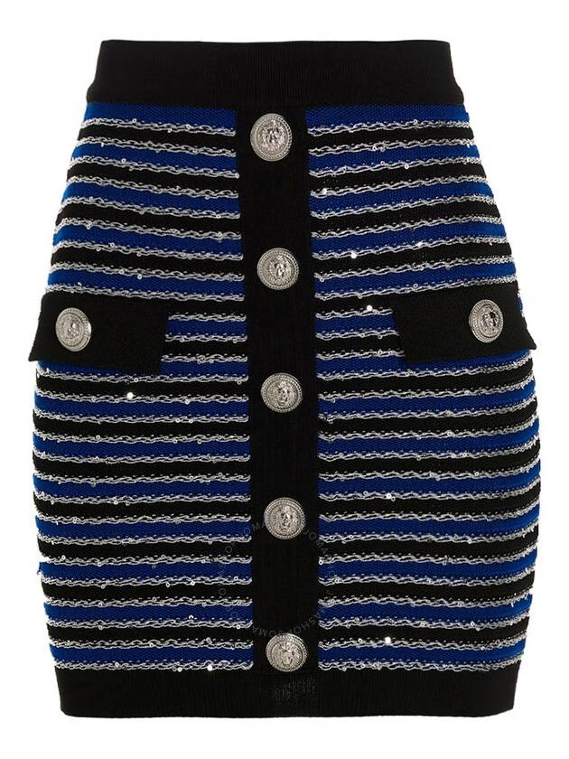 Striped Button Skirt AF1LB290KD73 - BALMAIN - BALAAN 2