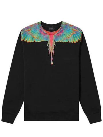 Neon Wings Cotton Sweatshirt Black - MARCELO BURLON - BALAAN 1