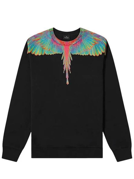 Neon Wings Cotton Sweatshirt Black - MARCELO BURLON - BALAAN 1
