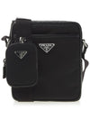 Triangle Logo Re-Nylon Saffiano Leather Cross Bag Black - PRADA - BALAAN 2