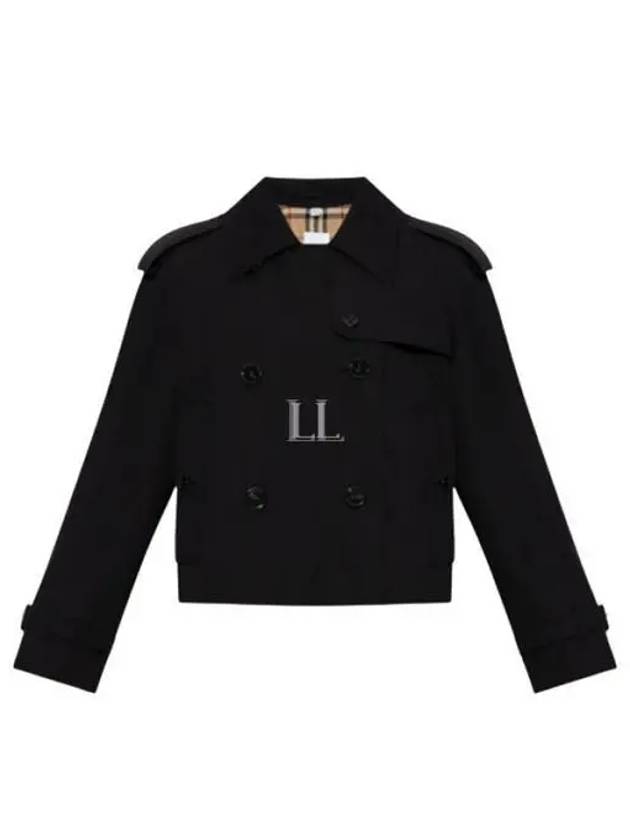 Double Breasted Crop Trench Coat Black - BURBERRY - BALAAN 2