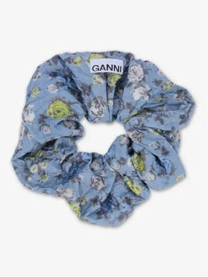 Crinkle Satin Scrunchie Dusty Blue - GANNI - BALAAN 2