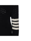 V-Neck Diagonal Pointelle Wool Cardigan Navy - THOM BROWNE - BALAAN 5