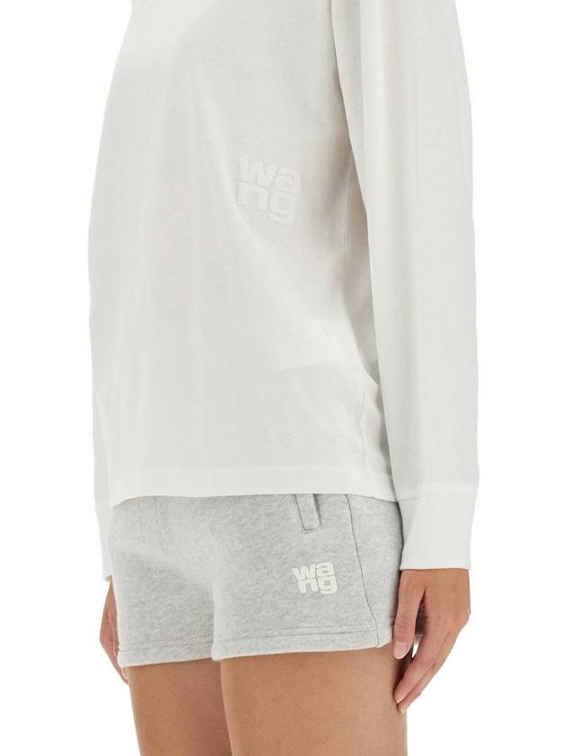 Logo Print Long Sleeve T-Shirt White - ALEXANDER WANG - BALAAN 5