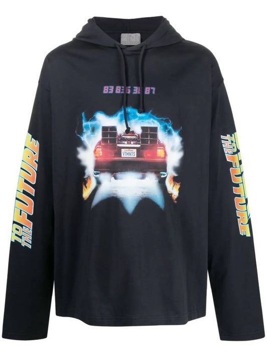 Back To The Future Print Hoodie Black - VETEMENTS - BALAAN 1