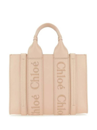 Woody Small Leather Tote Bag Cement Pink - CHLOE - BALAAN 1