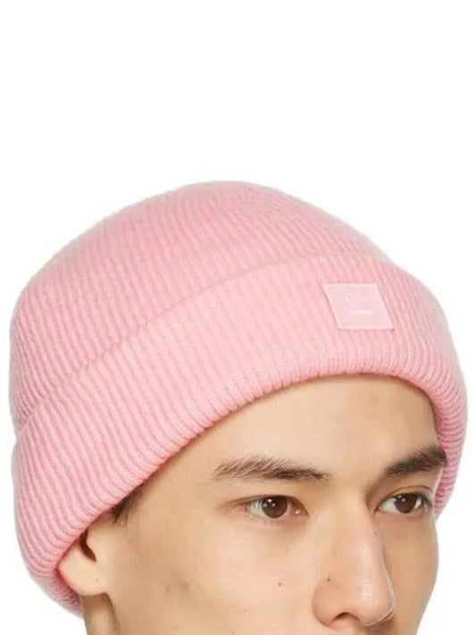 FACE Face Logo TurnUp Rib Wool Short Beanie Hat Pink - ACNE STUDIOS - BALAAN 2