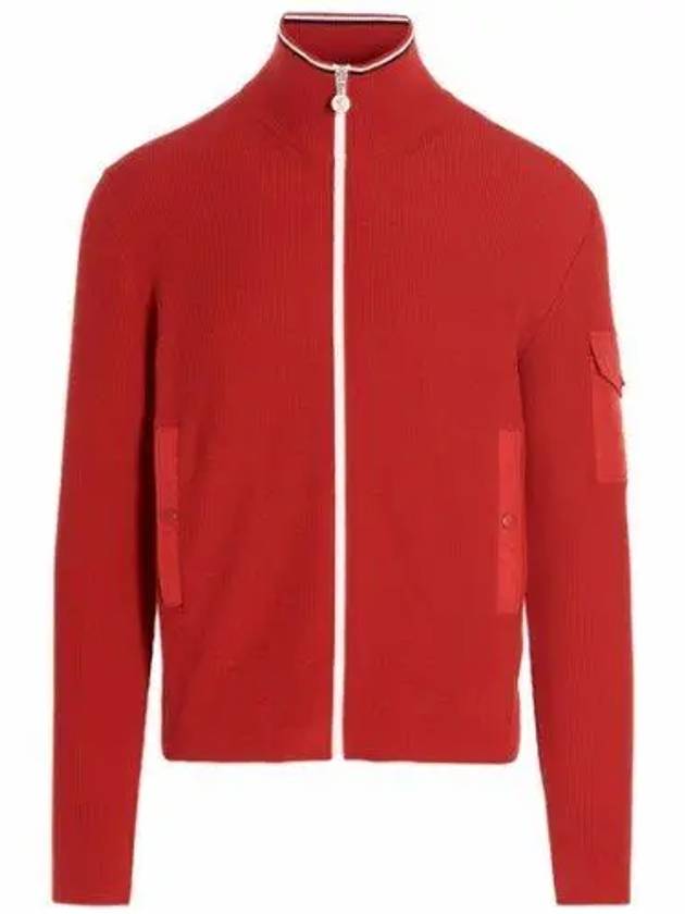 logo patch white zipper knit cardigan red - MONCLER - BALAAN 2