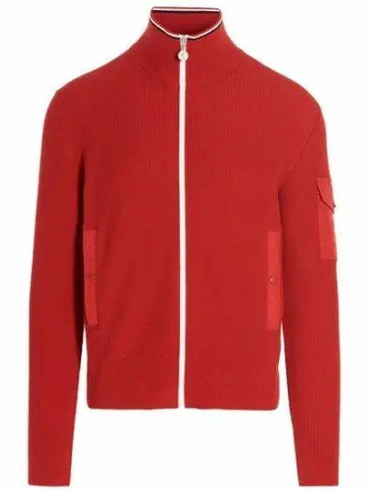 Logo Patch White Zipper Knit Cardigan Red - MONCLER - BALAAN 2