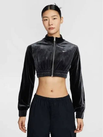 Women s Sportswear Collection Cropped Velor Full Zip Top 010 - NIKE - BALAAN 1