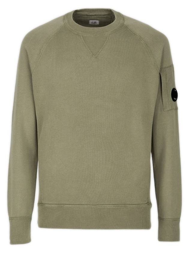 Men's Lens Wappen Crew Neck Sweatshirt Khaki - CP COMPANY - BALAAN 1