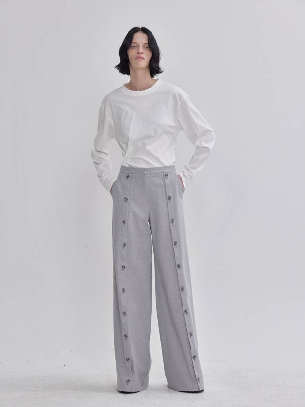 front open button detail pants gray - LIE - BALAAN 6