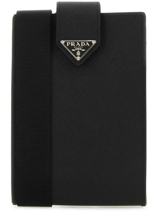 Triangle Logo Phone Case Cross Bag Black - PRADA - BALAAN 1