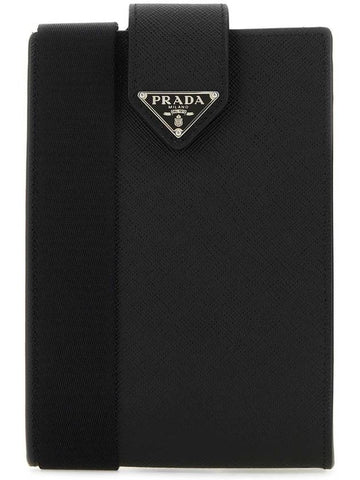 Triangle Logo Phone Case Cross Bag Black - PRADA - BALAAN 1