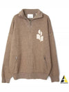 Logo High Neck Knit Zip-Up Cardigan Brown - ISABEL MARANT - BALAAN 2