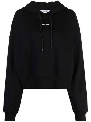 Micro Logo Print Cotton Hoodie Black - MSGM - BALAAN 1