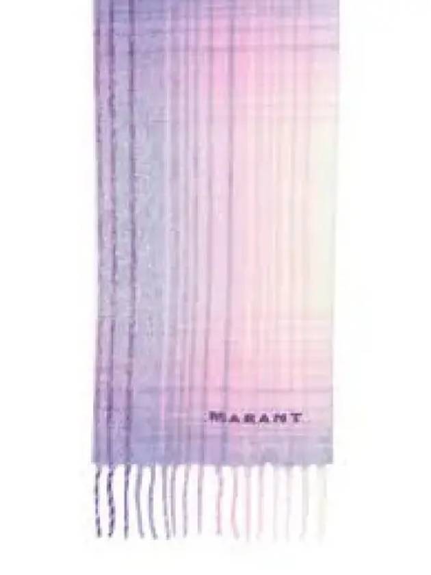 Firny Embroidery Logo Check Alpaca Muffler Lilac - ISABEL MARANT - BALAAN 2