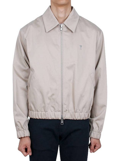 De Coeur Logo Zip-up Jacket Light Beige - AMI - BALAAN 2