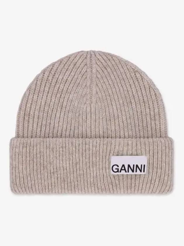 Women's Logo Wool Beanie Sand Beige - GANNI - BALAAN 2