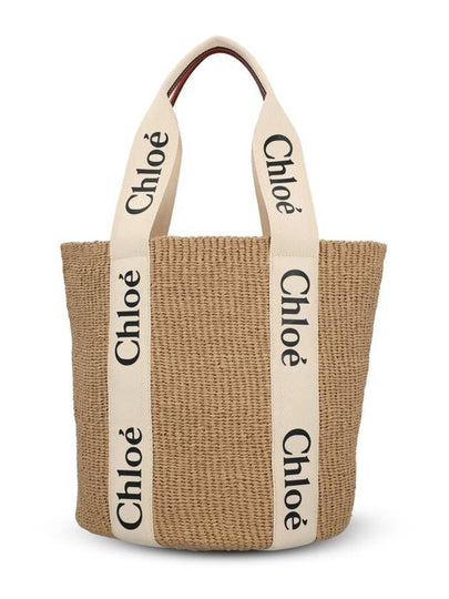 Large Woody Basket Tote Bag White Beige - CHLOE - BALAAN 2