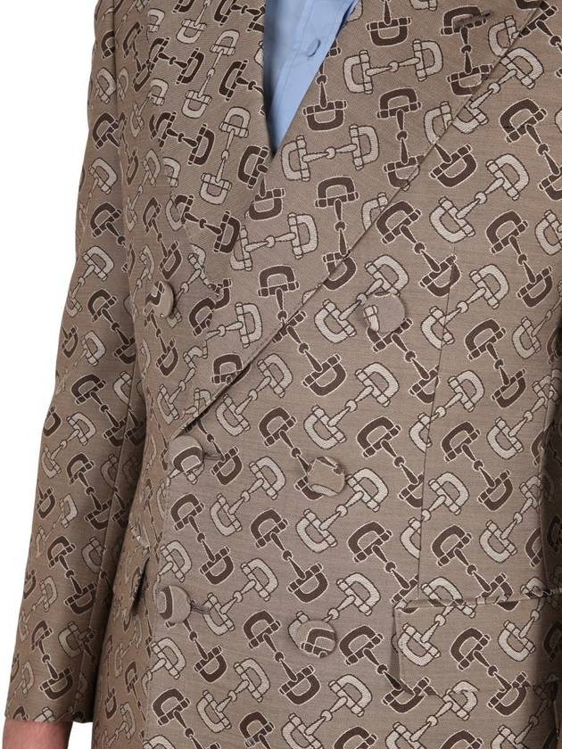 Maxi Horsebit Cotton Jacket Beige Brown - GUCCI - BALAAN 6