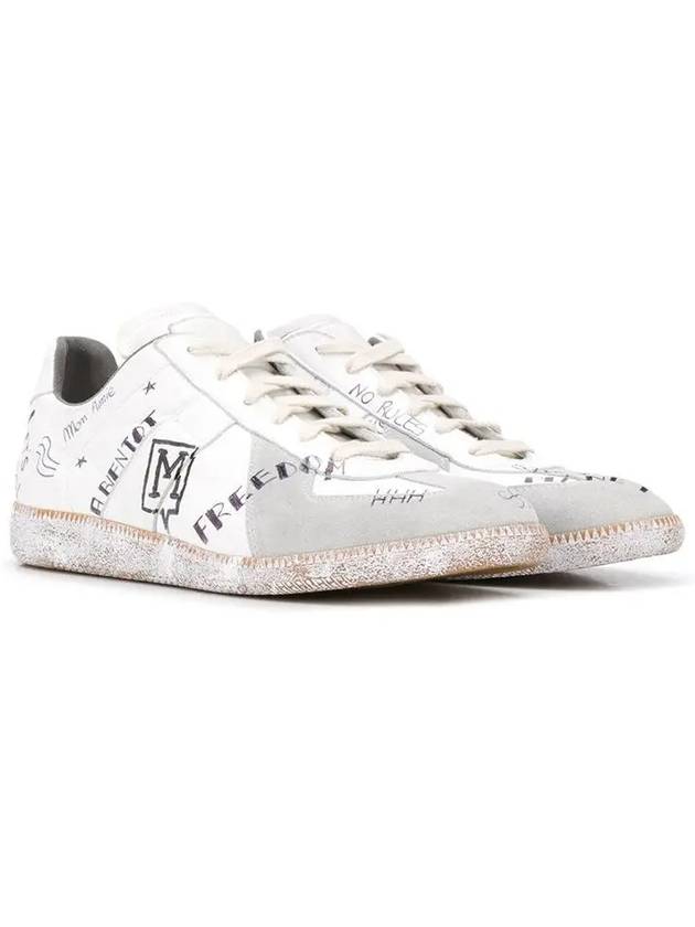 Men's German Army Replica Graffiti Low Top Sneakers White - MAISON MARGIELA - BALAAN 4