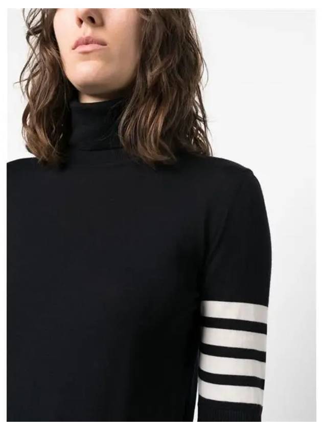 Fine Merino 4 Bar Relaxed Short Sleeve Turtleneck Navy - THOM BROWNE - BALAAN 6