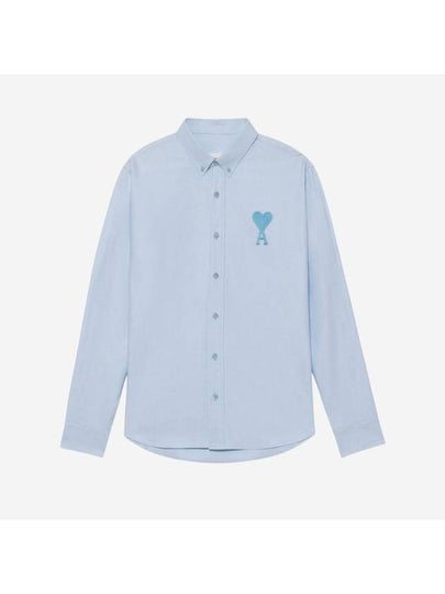 Stitch Army De Coeur Oversized Oxford Long Sleeve Shirt Sky Blue - AMI - BALAAN 2