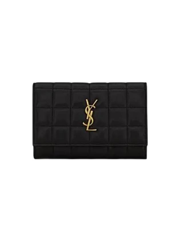 Cassandra Quilting Leather Half Wallet Black - SAINT LAURENT - BALAAN 2