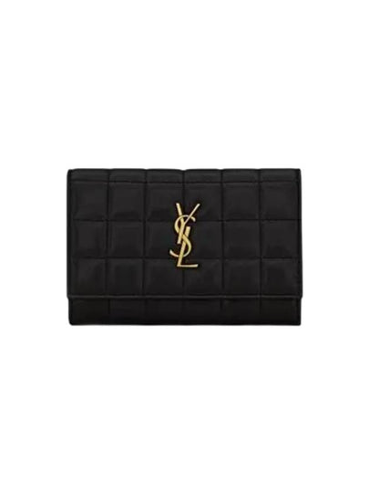 Cassandra Quilting Leather Half Wallet Black - SAINT LAURENT - BALAAN 2