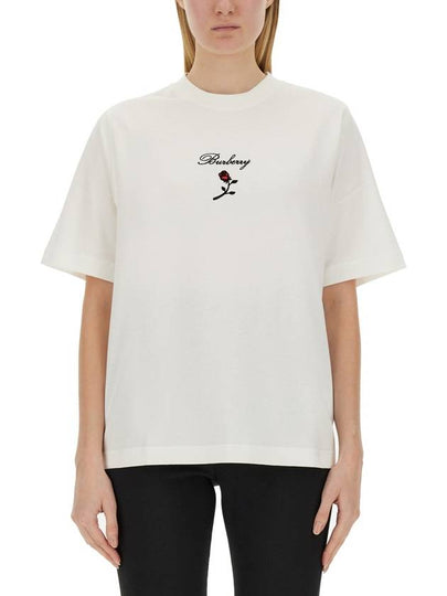 24 ss T-shirt WITH Embroid Flock Rose 8083647 B7264 B0230979125 - BURBERRY - BALAAN 2