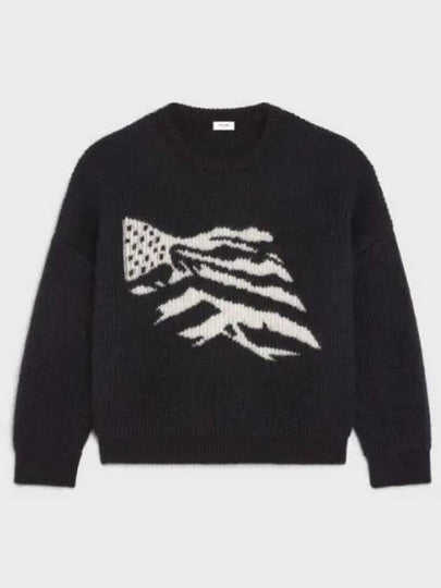 Flag Boxy Mohair Knit Top Black - CELINE - BALAAN 2