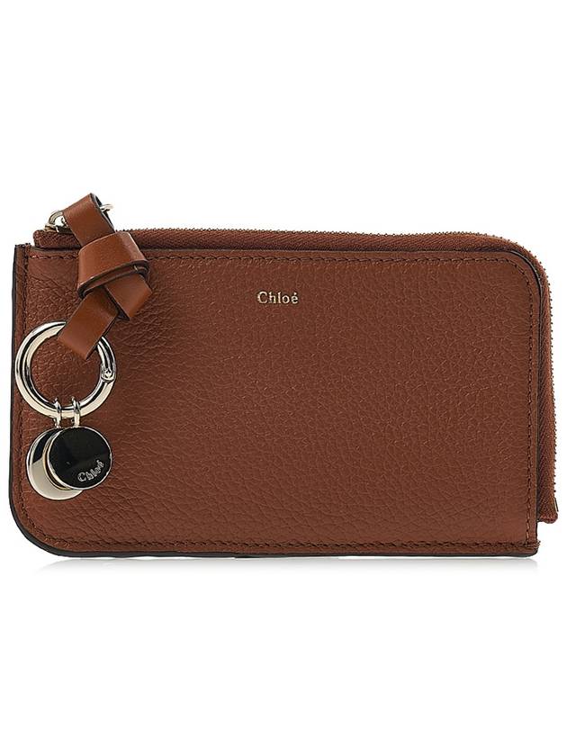 Alphabet Half Zipper Leather Card Wallet Brown - CHLOE - BALAAN 2