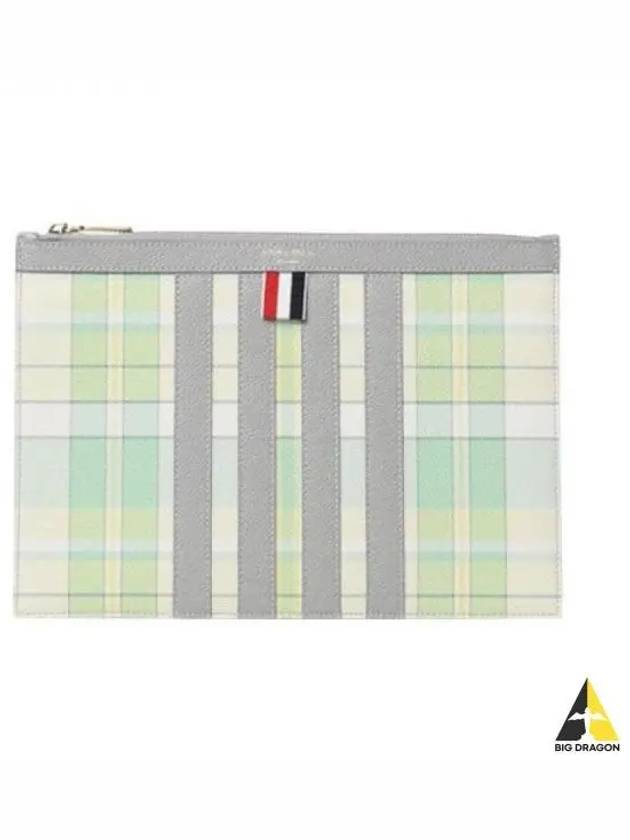 Women s Madras Check Small Clutch Bag Light Green MAC114A L0041 - THOM BROWNE - BALAAN 1